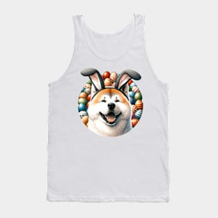 Japanese Akitainu Celebrates Easter with Bunny Ears Tank Top